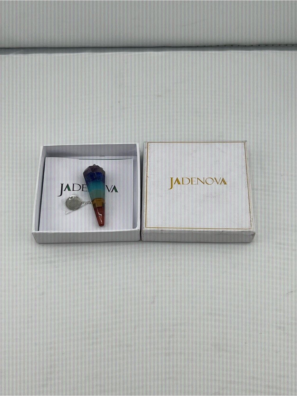 Jadenova 7 Chakra Crystal Pendulum Point Pendant Necklace NIB